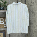 Joan Rivers Women's Multicolor 3/4-Sleeve Seersucker Collared Shirt