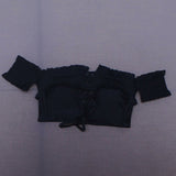 Xhilaration Women's Off The Shoulder Smocked Lace Up Bikini Top Black Small