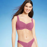 Shade & Shore Women's Lightly Lined Pucker Ribbed Bikini Top