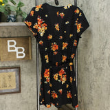Xhilaration Women's Short Sleeve V Neck Button-Down Wrap Dress Black XXL