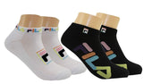 Fila Womens 2 Pack Explore Half Cushion No Show Socks Black / White 9-11