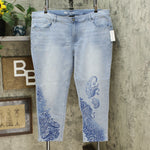 DG2 by Diane Gilman Stretch Artwork Slim Leg Jeans Petite Plus 22WP Chambray