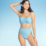 Shade & Shore Women's Ribbed High Waist High Leg Extra Cheeky Bikini Bottom