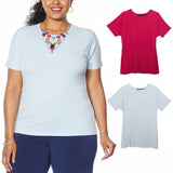 IMAN Women's Plus Size 2 Pack City Chic Short Sleeve T-Shirts With Necklace