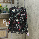 Stars Above Women's Floral Print Satin Long Sleeve Notch Collar Pajama Set