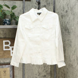 DG2 by Diane Gilman Women's Ruffled Hem Classic Stretch Denim Jacket White XL