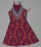 Xhilaration Women's Printed Sleeveless Fit and Flare Dress Wine XS