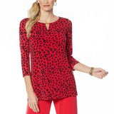 IMAN Women's Plus Size Global Chic Luxury Resort 3/4-Sleeve Keyhole Tunic Top
