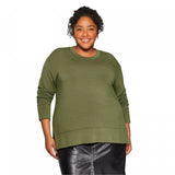 Ava & Viv Women's Plus Size Lightweight Long Sleeve Crewneck Sweatshirt