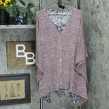 LOGO by Lori Goldstein Women's Plus Size Striated Sweater Shrug & Tank Twinset