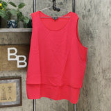 DG2 by Diane Gilman Mixed Media Easy Tank Top Red Plus 3X