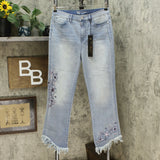 DG2 by Diane Gilman Women's Tall Embellished Fringe Hem Cropped Jeans