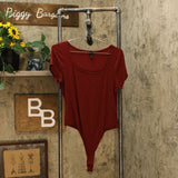 Wild Fable Women's Square Neck Ribbed Bodysuit Berry XL