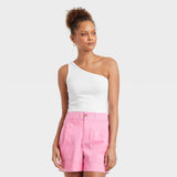 A New Day Women's Slim Fit One Shoulder Tank Top White S