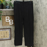 Soft & Cozy Women's Relaxed Jersey Knit Pants With Chiffon Trim Black XL