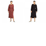 Prologue Women's Casual Fit Long Sleeve Boat Neck Midi Shift Dress