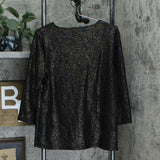 JM Collection Women's Metallic Texture Keyhole Hardware Knit Top