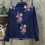 DG2 by Diane Gilman Women's Virtual Stretch Floral Raw Hem Jean Jacket