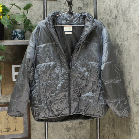 Universal Thread Women's Plus Size Water Resistant Puffer Coat Silver 3X