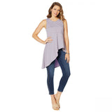 DG2 by Diane Gilman Women's Asymmetric Drape Striped Tank Top