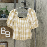 Who What Wear Women's Linen Blend Puff Short Sleeve Blouse