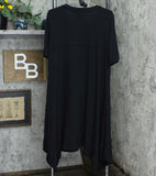 LOGO by Lori Goldstein Lounge Handkerchief Hem Jersey Dress Black XL