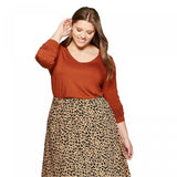 Ava & Viv Women's Plus Size Long Sleeve V-Neck T-Shirt