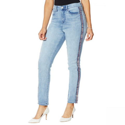 DG2 by Diane Gilman Women's Tall Classic Stretch Boucle Stripe Skinny Jeans