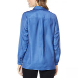 DG2 by Diane Gilman Women's Printed Charmeuse Button Up Blouse