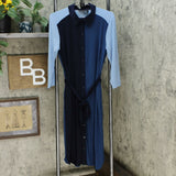 Nina Leonard Women's 3/4 Sleeve Button-Down Shirt Dress Blue Large