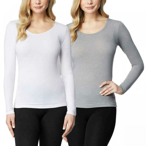 32 Degrees Heat Women's 2 Pack Long Sleeve Scoop Neck T-Shirts