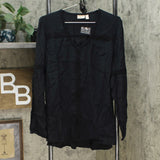 LOGO by Lori Goldstein Lavish Woven Snap Front Crepe Top