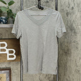 DG2 by Diane Gilman Women's Short Sleeve Mesh V Neck T-Shirt Gray Medium