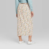 Wild Fable Women's Floral Print High-Rise Side Slit Midi Skirt
