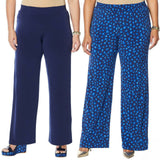 IMAN Women's Plus Size 2 Pack Global Chic Luxury Resort Palazzo Pants