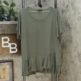 DG2 by Diane Gilman Gilman Sustainable Bamboo Crossover Peplum Top Olive Plus 2X