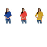 Denim & Co. Women's Studio Round Neck Elbow Bell Sleeve Hi-Low Hem Top
