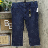 DG2 by Diane Gilman Women's Plus Size Star Needle Punch Crop Jeans