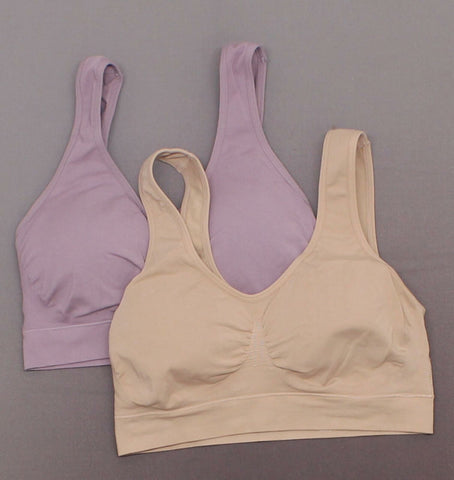 Rhonda Shear Womens LOT OF 2 Seamless Modal Bra. 681487 Nude / Purple Medium