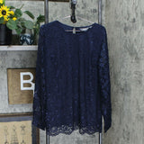Martha Stewart Plus Size Scallop Hem Long Sleeve Corded Lace Top