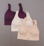 Rhonda Shear Women's LOT OF 3 Cotton Blend Ahh Bra With Lace Inset. 679965