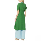 Curations Women's Embroidered Gauze Kaftan Green Petite Large