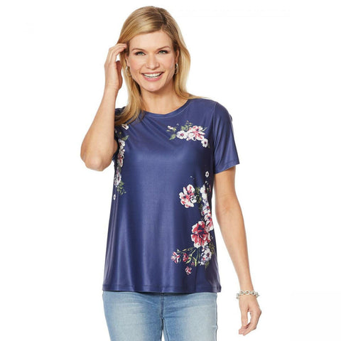 NWT DG2 By Diane Gilman Anniversary Printed Tee. 676691 Small