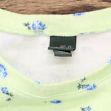 Wild Fable Women's Short Sleeve Slim Fit Baby T-Shirt Green / Blue Floral L