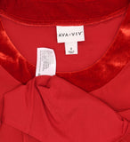 Ava & Viv Women's Plus Size Velvet Trim Neckline Short Sleeve Blouse Top