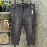 DG2 by Diane Gilman Destructed Multi Stone Skinny Jeans Petite Plus 20W Gray