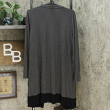 Dennis Basso Women's Colorblocked Soft Touch Cardigan Charcoal/ Black Large
