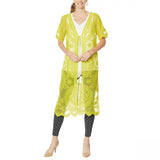 Nina Leonard Women's Embroidered Mesh Duster Topper