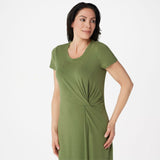 H by Halston Women's Short-Sleeve Twist Front Maxi Dress
