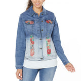 DG2 by Diane Gilman Women's Plus Size Embroidered Signature Denim Jacket